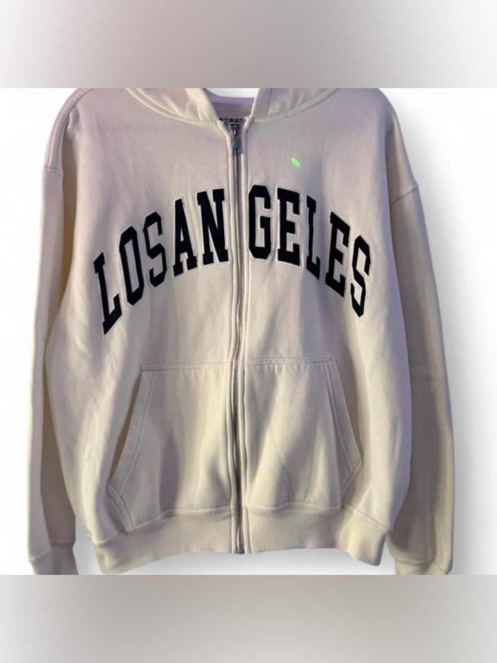 PacSun Cream Zip-Up Hoodie with Black Lettering size M